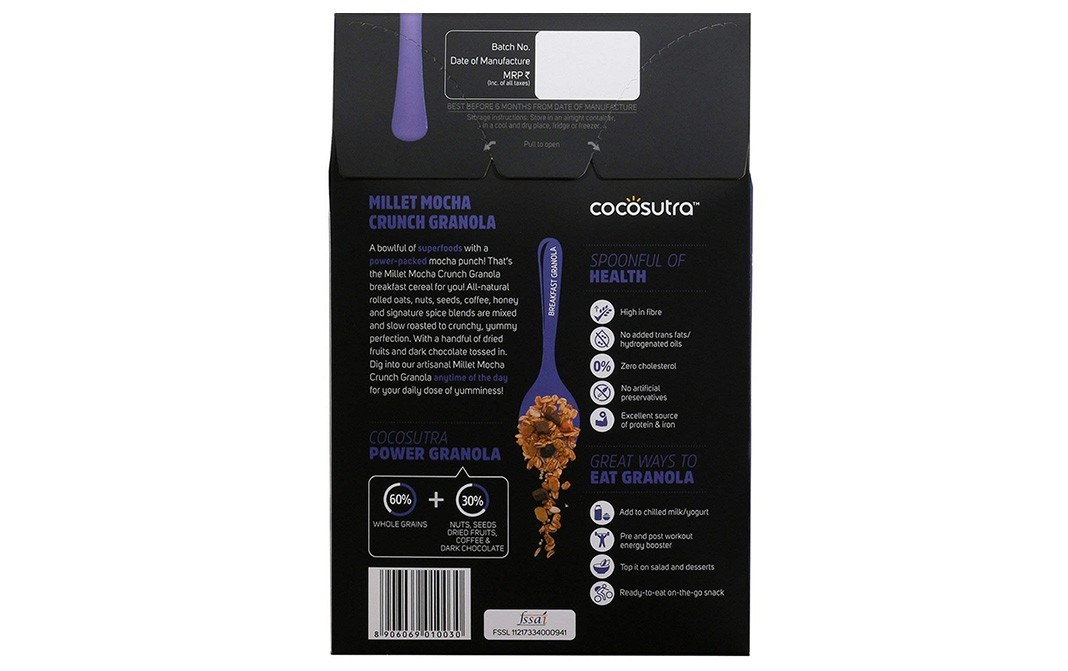 Cocosutra Breakfast Granola Millet Mocha Crunch   Box  300 grams